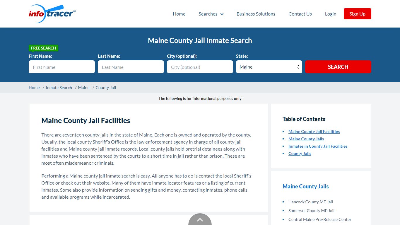 Maine County Jails Inmate Records Search - InfoTracer